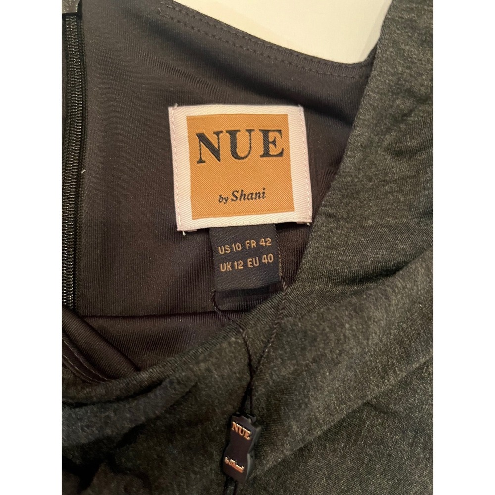 NUE by Shani GRAY A Line 3/4 Sleeve Dress Built-in Body Shaper Dress Sz 10 S293 - Picture 11 of 16